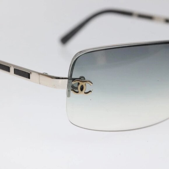 CHANEL COCO Mark Sunglasses plastic Silver CC Auth sw364 - Picture 9 of 12